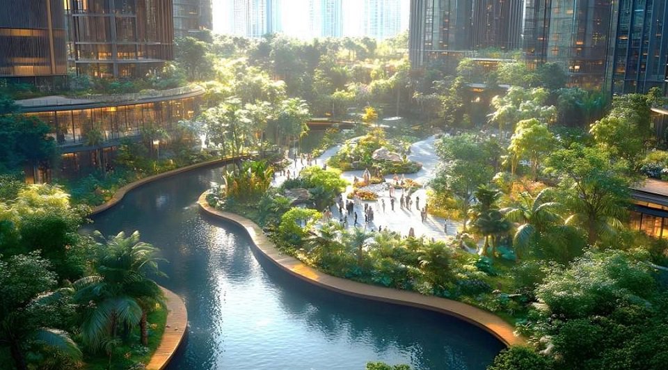 khuôn viên dự án sun feliza