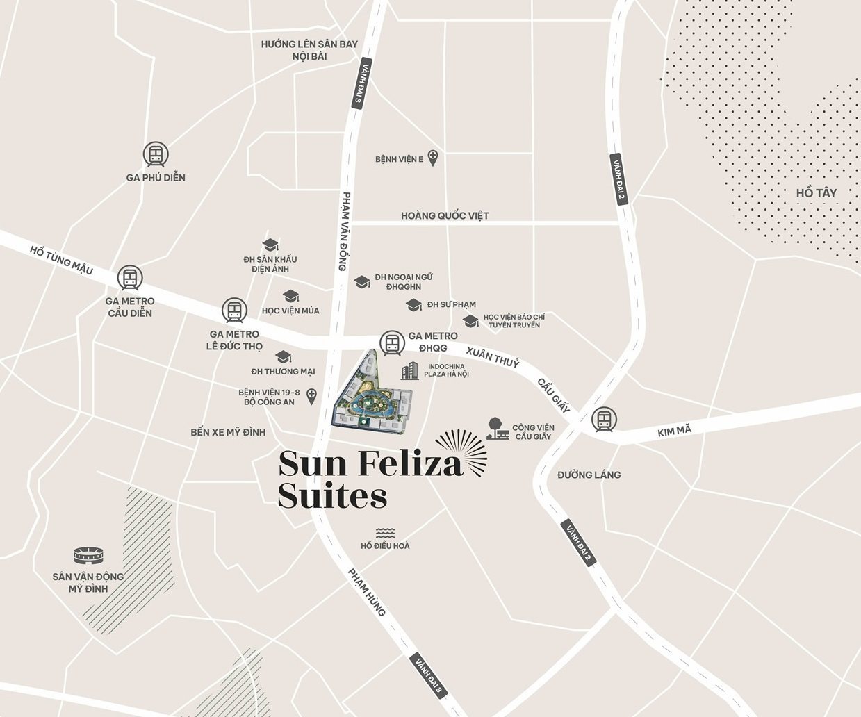 vị trí dự án sun feliza cầu giấy
